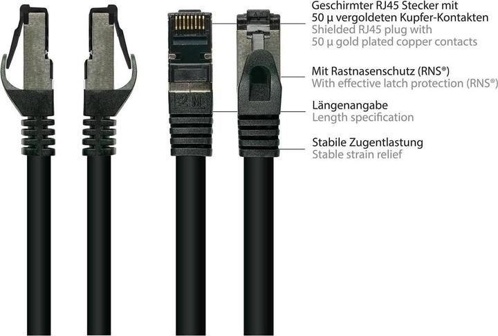 Produktbild Good Connections Alcasa 8060-HP050S Netzwerkkabel 5 m Cat6a S/FTP (S-STP) Schwarz (S/FTP, CAT6a, 5 m)