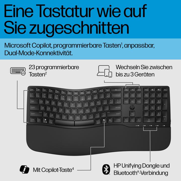 Actual product image HP 680 Comfort Dual-Mode Keyboard-GR (P) (DE, Wireless)