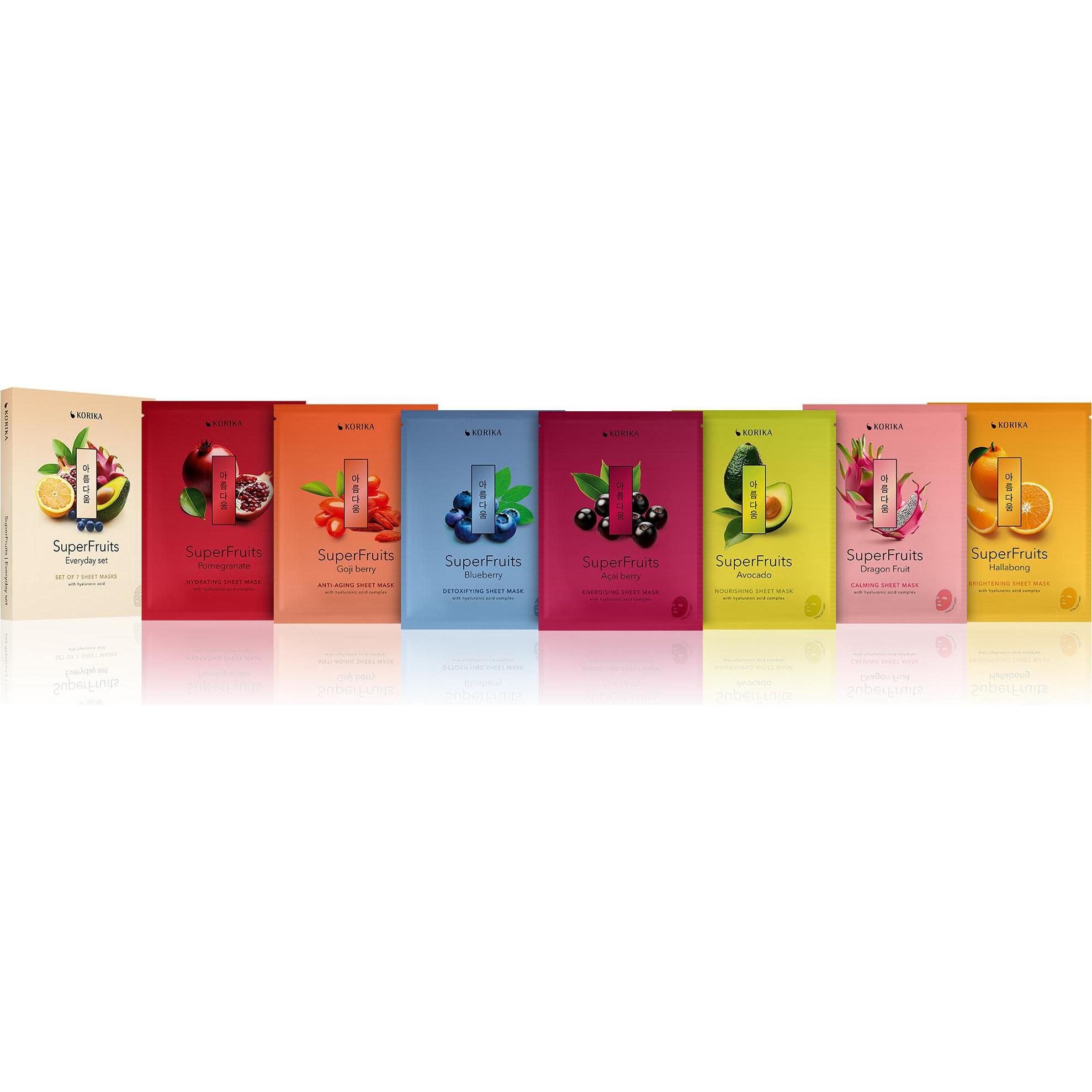 Korika, Maschera viso, - Gift set of Superfruits sheet masks 7 Ã— 25 g