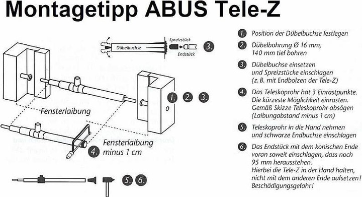 Produktbild Abus Tele-Z 140 W AL0125 Teleskopstange weiss