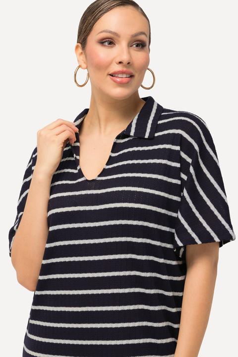 Produktbild Ulla Popken Strick-Midikleid, Ringel, V-Ausschnitt, Halbarm (42, 44)