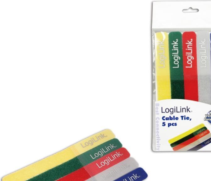 Immagine prodotto LogiLink Fascetta con chiusura in velcro (5 pezzi) (Fascette in velcro, 180 mm, 5 pz.)