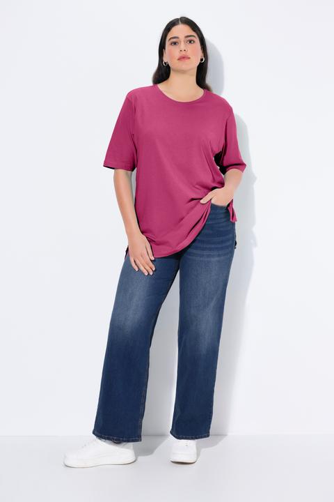 Actual product image Ulla Popken Basic Round Neck Short Sleeve Relaxed Fit Tee (58, 60)