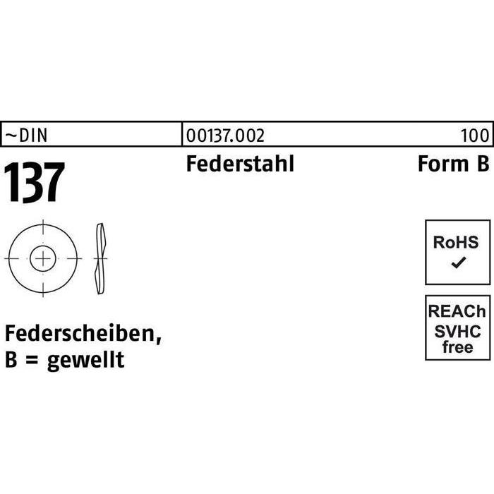Zubehör Befestigungstechnik, Federscheibe DIN 137 B 24 Federstahl