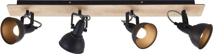 Actual product image Lindby Aylis ceiling lamp, black, wood, 4-light. (E14)