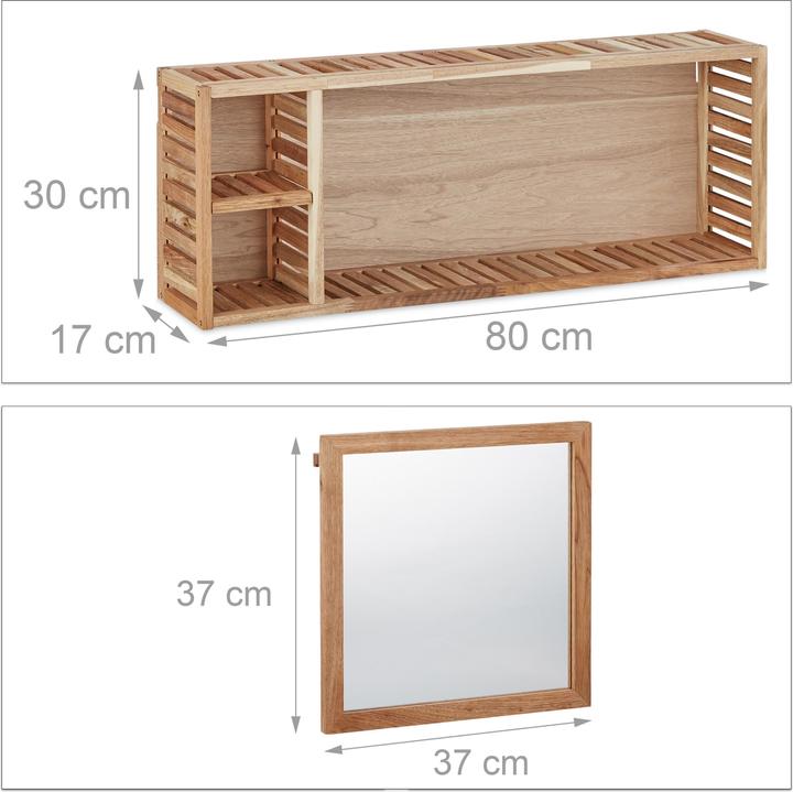 Actual product image Relaxdays Shelf with mirror (80 x 17 x 30 cm)
