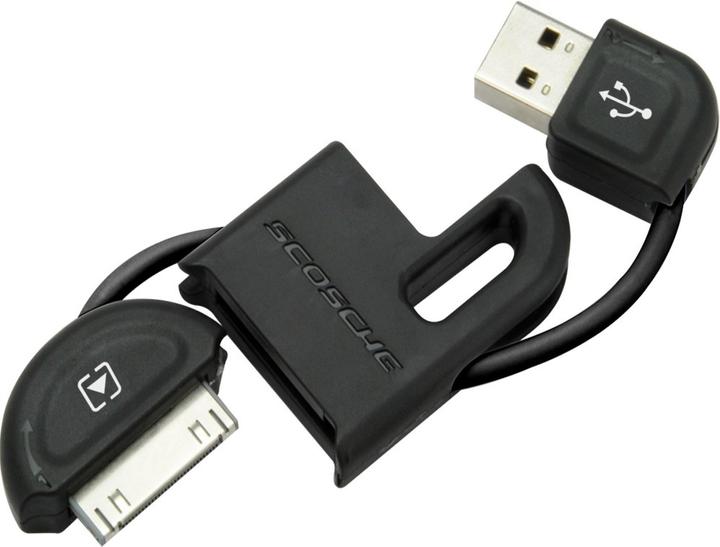 Actual product image Scosche flipSYNC II Keychain Charging/Sync Cable for iPad/ iPhone/ iPod Black (0.10 m, USB 2.0)