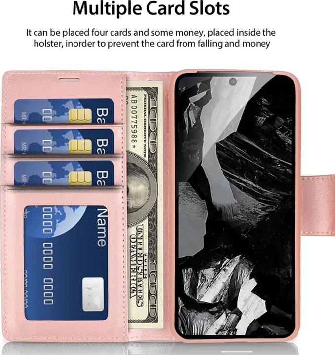 Actual product image Hanman Google Pixel 10 / 10 Pro - Mill Flip Case mit 3 Kartenfächern, roségold (Google Pixel 10, Google Pixel 10 Pro)