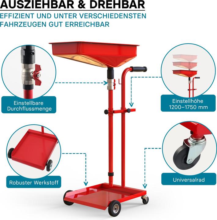 Produktbild Wiltec Ölauffangwagen Ölablassgerät Ölauffanggerät Ölsammler Altöl Ölauffangbehälter