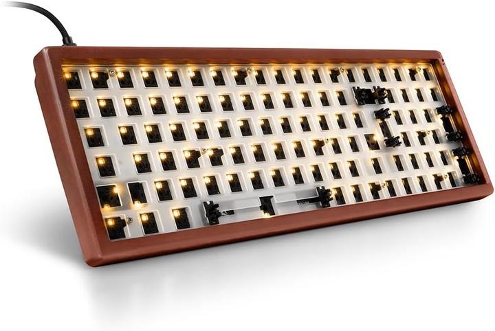 Actual product image Sharkoon SKILLER SGK50 S2 Wood Barebone (holz) (Barebone, Cable)