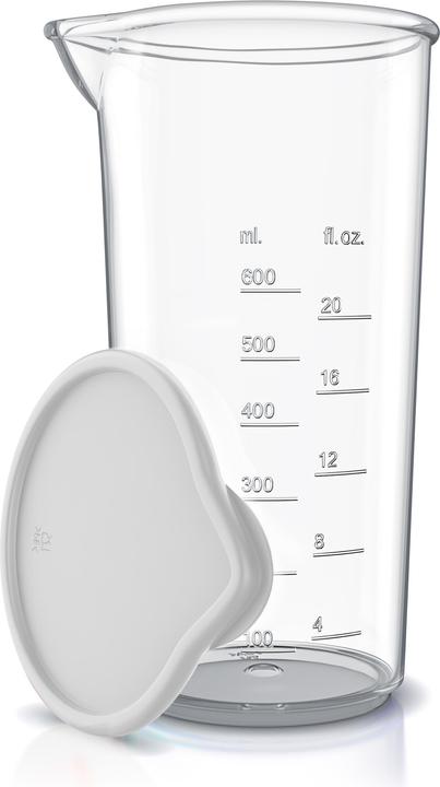 Actual product image Arendo Messbecher mit Deckel, 600ml, Mixbecher, Klarsichtbecher aus Kunststoff, für Stabmixer & Handmixer (900 ml)