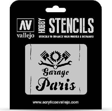 Actual product image Vallejo Stencil Vintage Garage Sign