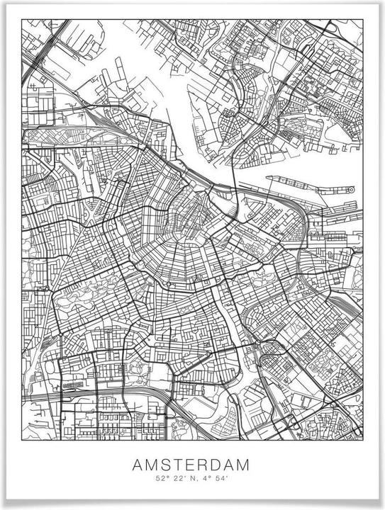 Image du produit Trenddeko Plan de la ville d'Amsterdam (40 x 50 cm)