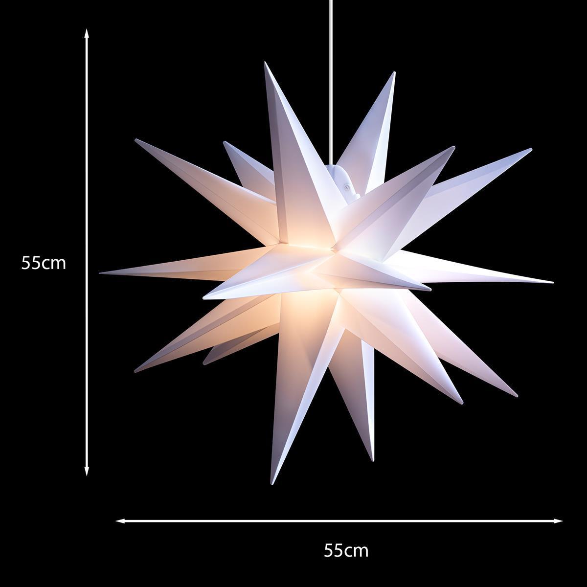 Novaliv, Weihnachtsdeko, Weihnachtsstern Dekostern 55cm WEISS Innen und Aussen für Glühbirne E14 Gewinde mit