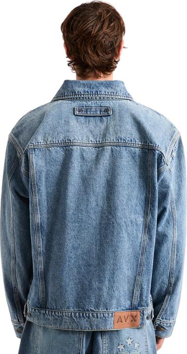 Actual product image AVX Mens Edwards Leather Patch Denim Jacket (S)