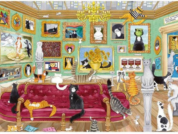 Actual product image Gibsons Puzzle 1000 pieces Night at the Meowseum (1000 pieces)