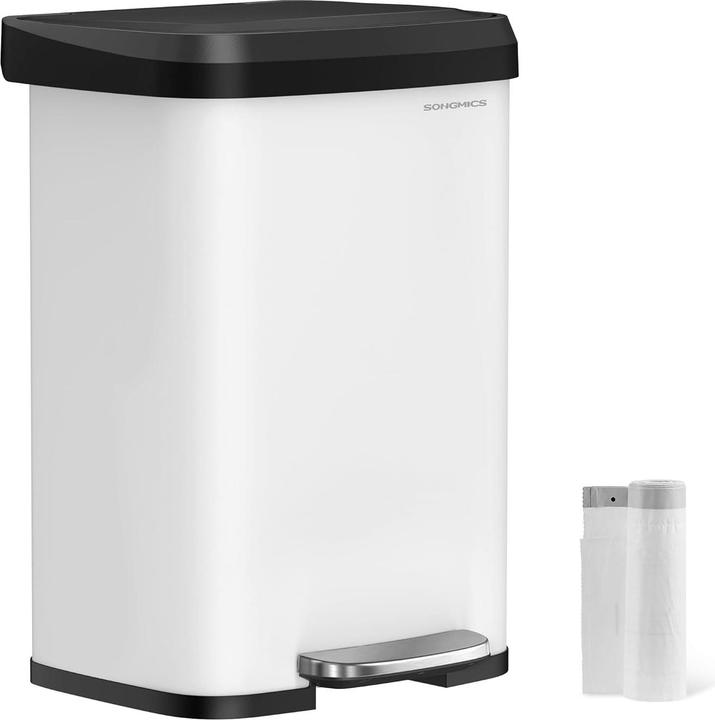 Produktbild Songmics Tretmülleimer mit Deckel und Kohlefilter, inkl. 15 Müllbeutel (50 l)