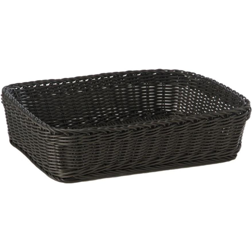 APS Brødkurv 40x30x10 cm Rektangulaer Kraftig flet PP Sort,1 stk, Brotaufbewahrung, Schwarz