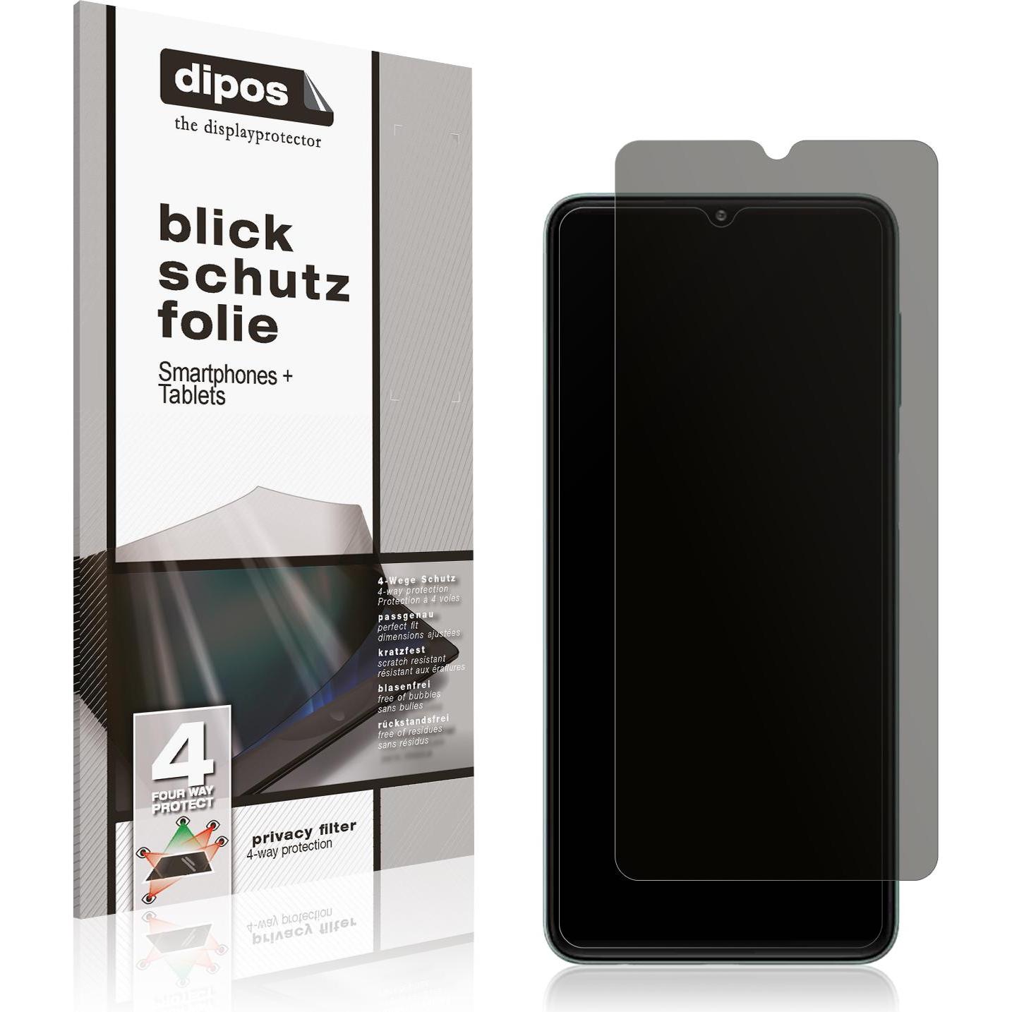 Dipos Blickschutzfolie 4-Way Privacy (1 Stück, Samsung Galaxy F23 5G), Smartphone Schutzfolie, Transparent