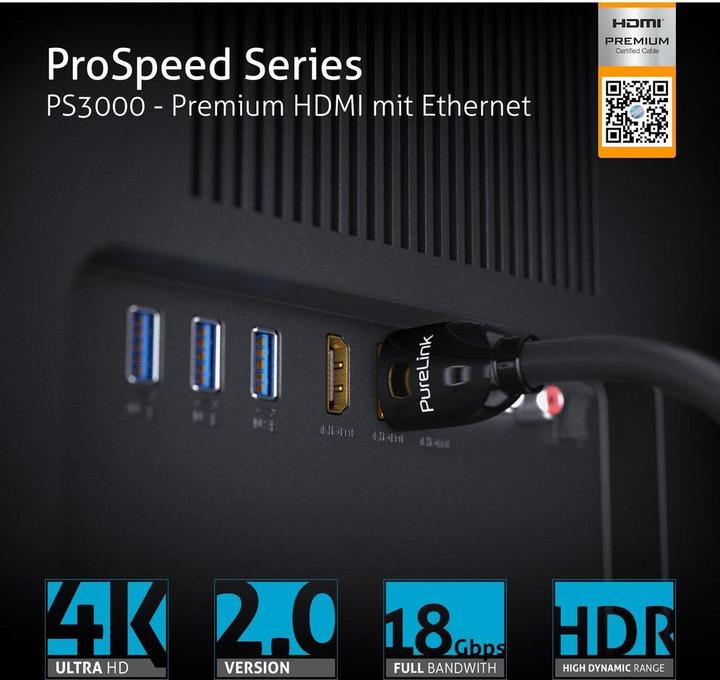 Produktbild Purelink HDMI (Typ A) — HDMI (Typ A) (3 m, HDMI, 2.0b)