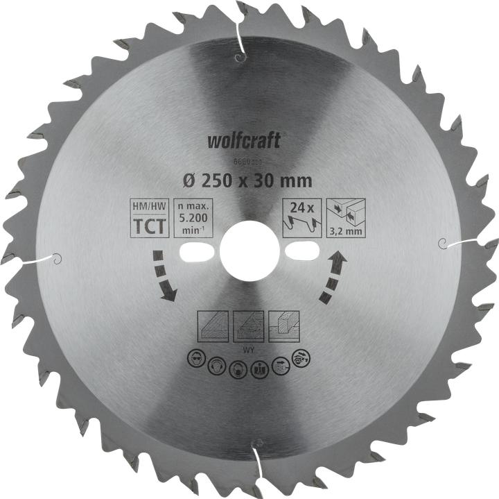 Produktbild wolfcraft 1 Tisch-Kreissägebl. HM, 24 Zähne ø250mm