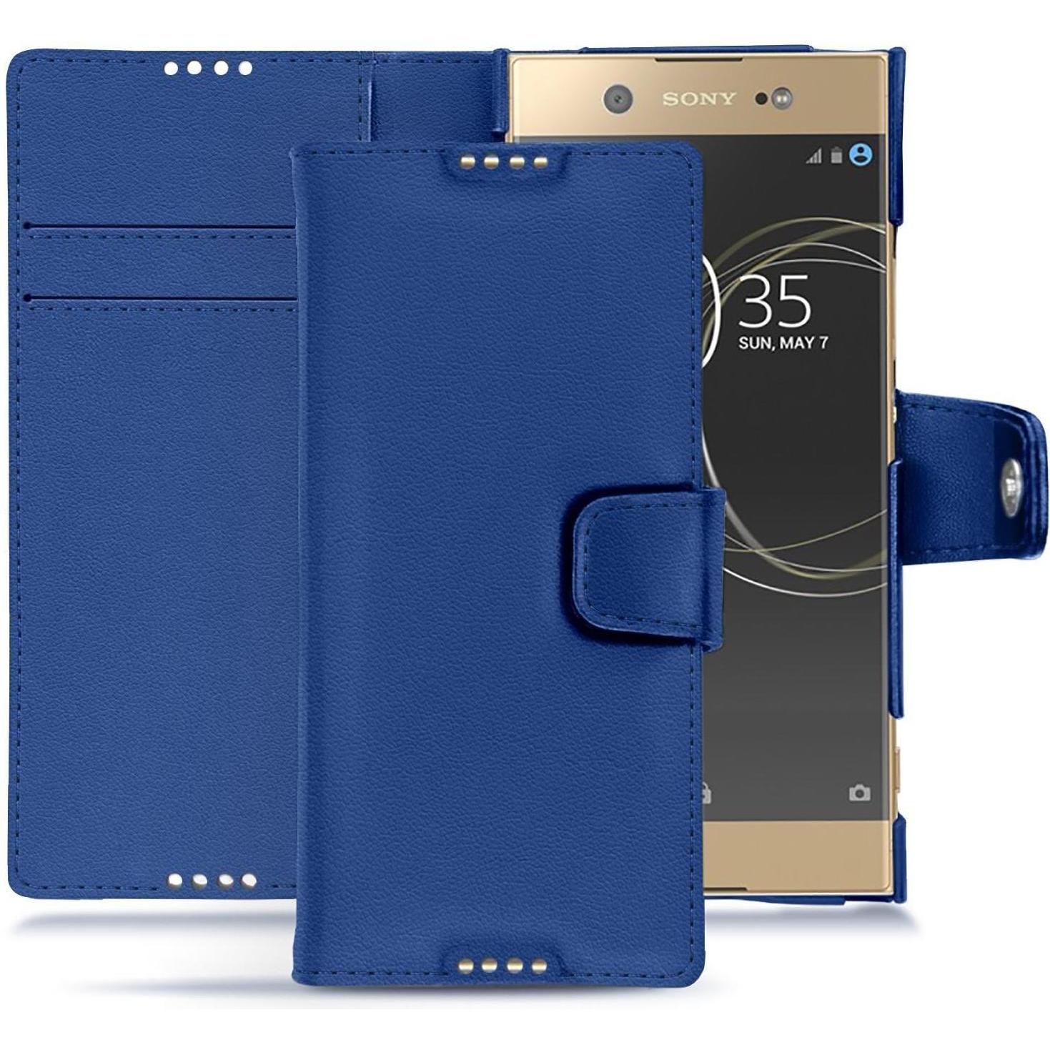 Noreve Lederschutzhülle Wallet (Sony Xperia XA1 Ultra), Smartphone Hülle, Blau
