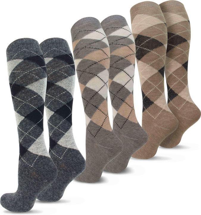 Actual product image Normani 3 pairs of alpaca knee socks check design (pack of 3, 39 - 42)