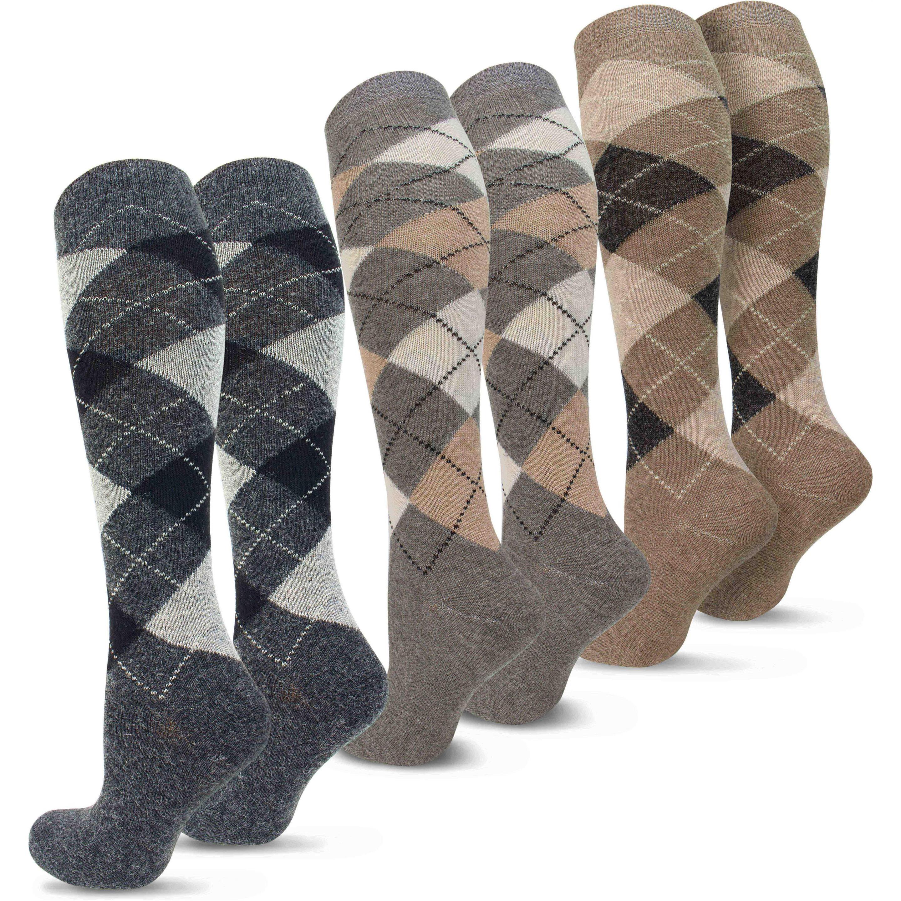 Thumbnail - Normani, Herren, Socken, 3 Paar Alpakakniestrümpfe Karo-Design, (3er Pack, 39 - 42)
