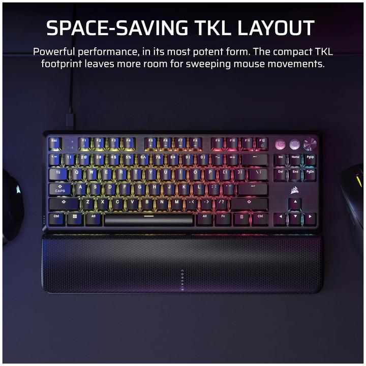 Actual product image Corsair K70 PRO TKL RGB Tenkeyless Magnetic-Mechanical Wired Gaming Keyboard (Αγγλικό US) - Black CH (US, Cable)