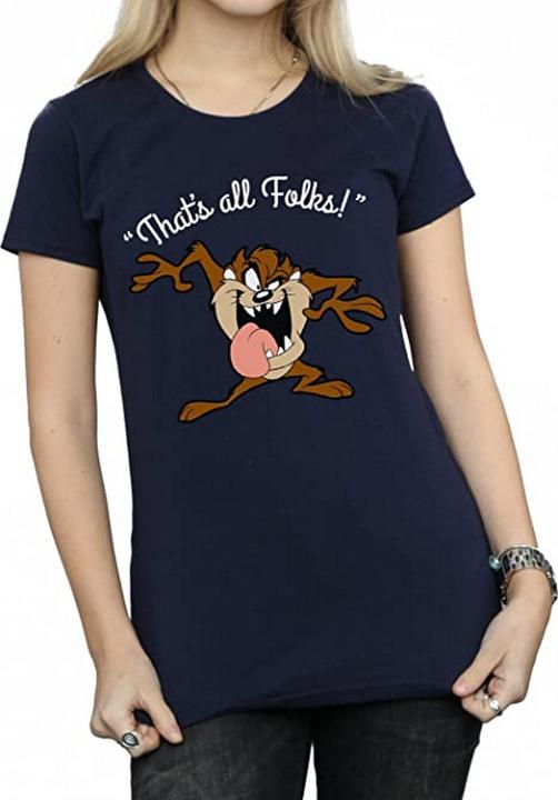 Immagine prodotto Looney Tunes Maglietta in cotone Taz per donne/femmine That's All Folks (S)