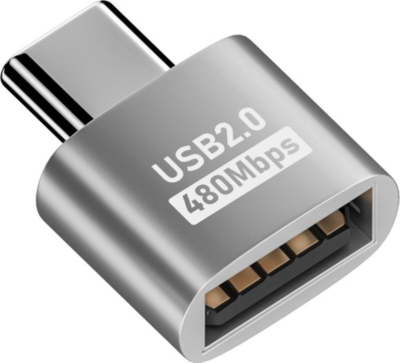Produktbild Apfelkiste USB C auf USB A Adapter, Lade-/Datenfunktion, Fast Charge, Silber (USB Typ C, USB-A)