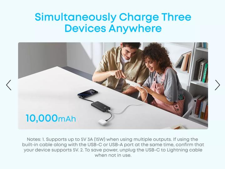 Produktbild Anker Powerbank Zolo, 10000mAh, 22.5W, QC + PD, White (10000 mAh, 22.50 W)