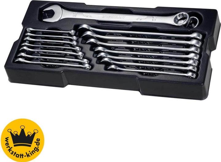 Produktbild Stanley Transmodul System, Modul Ring-Maulschlüssel-Set (in den Grössen: 6 mm - 22 mm und 24 mm, mit (19 mm, 6 mm, 12 mm, 24 mm, 14 mm, 22 mm, 16 mm, 23 mm, 10  mm, 21 mm, 18 mm, 7 mm, 17 mm, 11 mm, 15 mm, 8 mm, 9 mm, 13 mm, 20 mm)