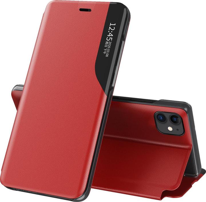 Image du produit Hurtel Eco Leather View Case étui élégant de type bibliothèque avec béquille pour iPhone 13 mini rouge (Apple iPhone 13 mini)
