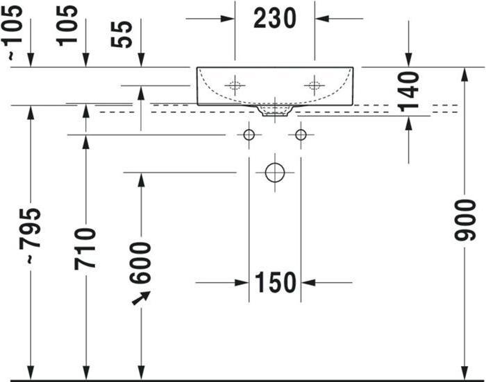 Image du produit Duravit Lave-mains DURASQUARE o PM m HLB geschli 450x350mm o HL we WG (350 mm, 450 mm)