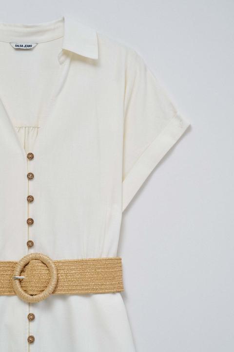 Actual product image Salsa Jeans Midikleid Linen Shirt Dress With Front Buttoned Belt (XS)
