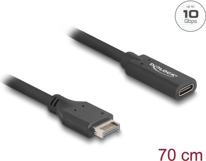Actual product image Delock USB 10Gbps cable Type-E Key A 20 Pin ST > USB-C BU 0.7m (0.70 m)