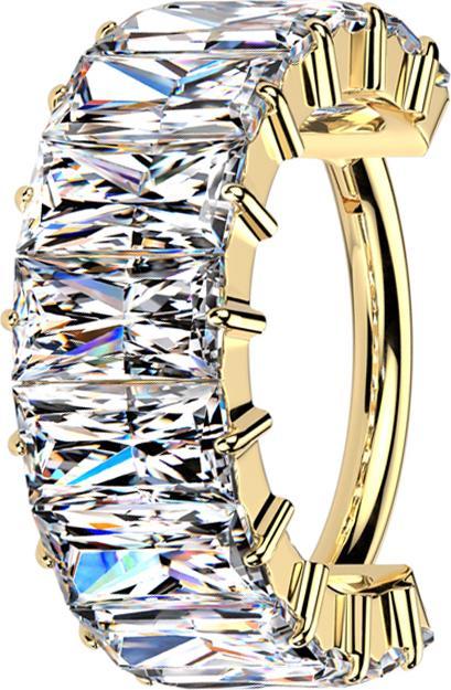 Produktbild Star Piercing Micro Segmentring klappbar vergoldet rechteckige horizontale Kristalle silber (ohne Messing, Titan)