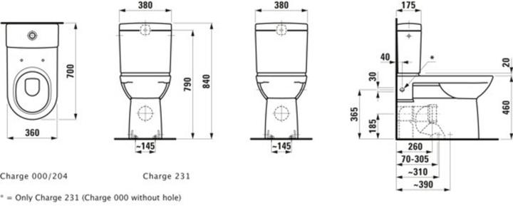 Actual product image Laufen Floor-standing WC combination PRO washdown, 6 l manhattan
