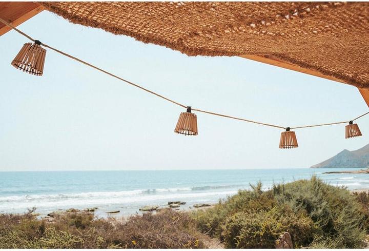 Productafbeelding Newgarden OKINAWA LED sprookjesverlichting solar 8m, bamboe, jute, solar met oplaadbare batterij, 10x E12 IP44 (8 m)