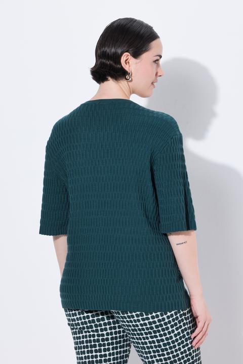 Produktbild Ulla Popken Pullover, Strukturstrick, Rundhals, Halbarm (62)