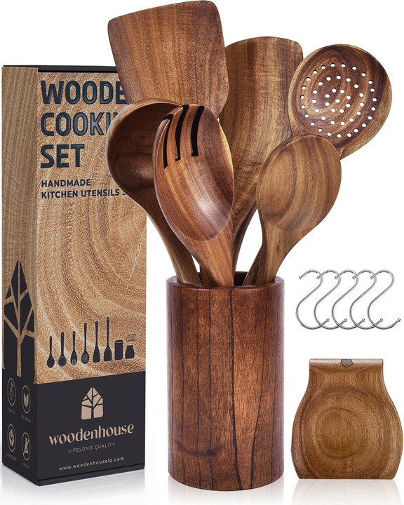 Produktbild Woodenhouse Holz Kochbesteck-Set mit Halter