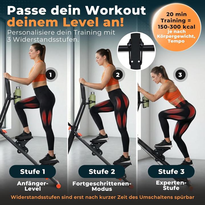 Immagine prodotto Movana Fitnessgerät Treppensteiger mit 3 Schwierigkeitsstufen und Flaschenhalter