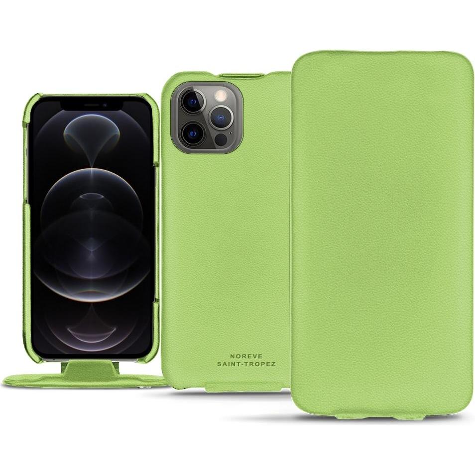 Noreve Lederschutzhülle vertikal (Apple iPhone 12 Pro Max), Smartphone Hülle, Grün