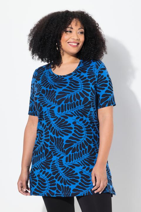 Actual product image Ulla Popken Fern Print Short Sleeve Knit Tunic (62)