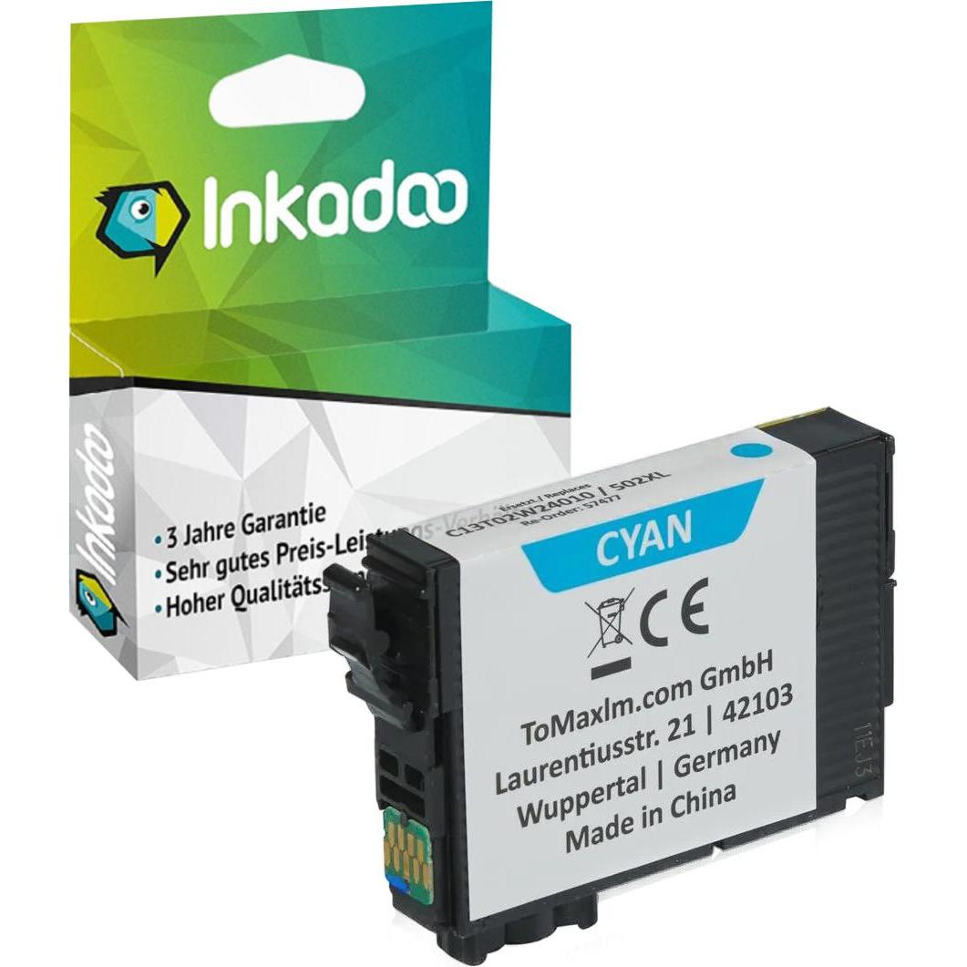 Inkadoo, Druckerpatrone, Druckerpatronen kompatibel zu Epson C13T02W24010 / 502XL Tintenpatrone, cyan Cyan (C)