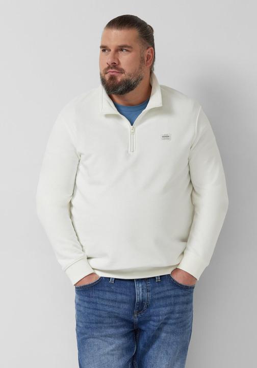 Produktbild s.Oliver Sweatshirt Sweatshirt mit Troyer-Kragen und Logo-Patch (5XL, XXL)