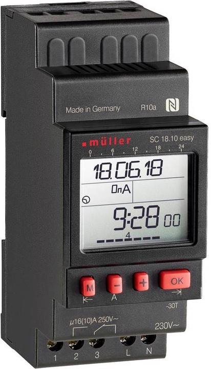 Image du produit müller SC18.10 easy, 24V ACDC, Horloge programmable digitale pour rail DIN 24 V/DC, 24 V/AC 16 A/250V