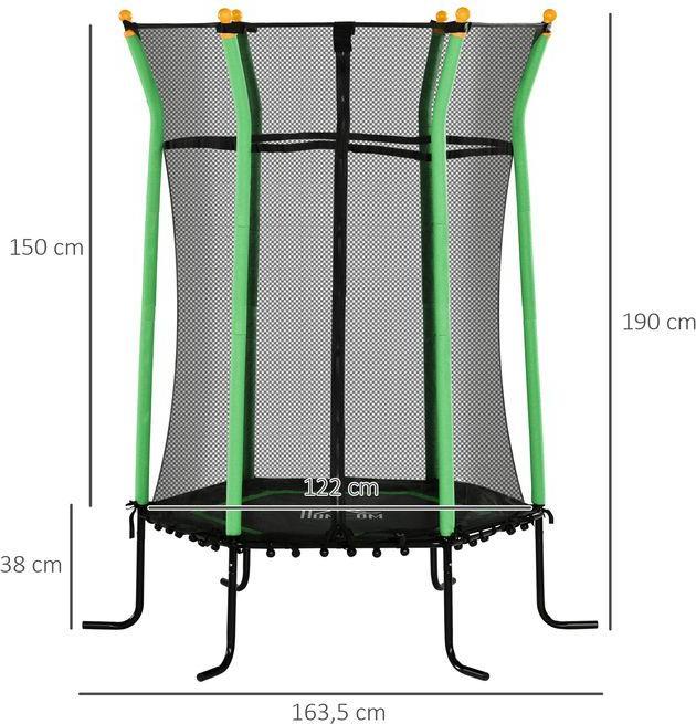 Produktbild Swisshandel24 Kinder Trampolin Ø163,5 cm, Indoor Trampolin, Kindertrampolin bis 50 kg Grün (163.50 cm)