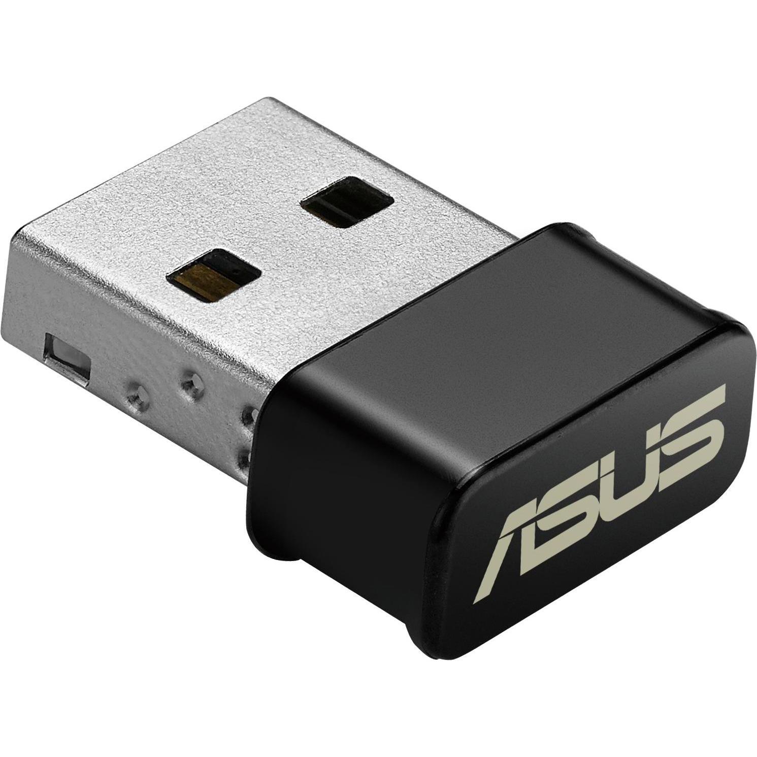 ASUS USB-AC53 Nano (USB 2.0), Netzwerkadapter, Schwarz, Silber